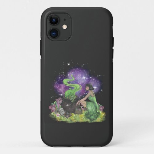 Cool Halloween Beautiful Young Witch With Herbs  iPhone 11 Case