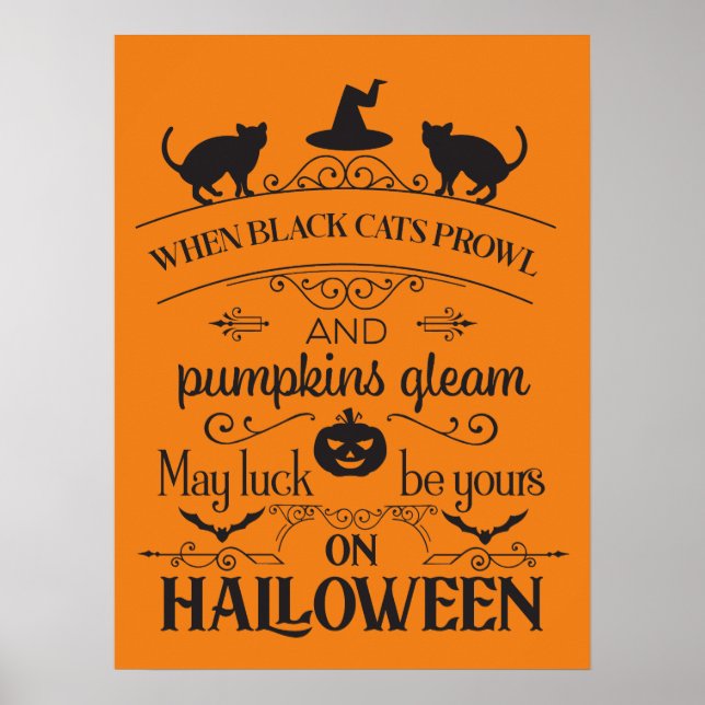 cool Halloween black cats poem party Poster (Front)