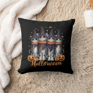 Cool Halloween Cats Gift for Daughter Gift for Her Throw Pillow