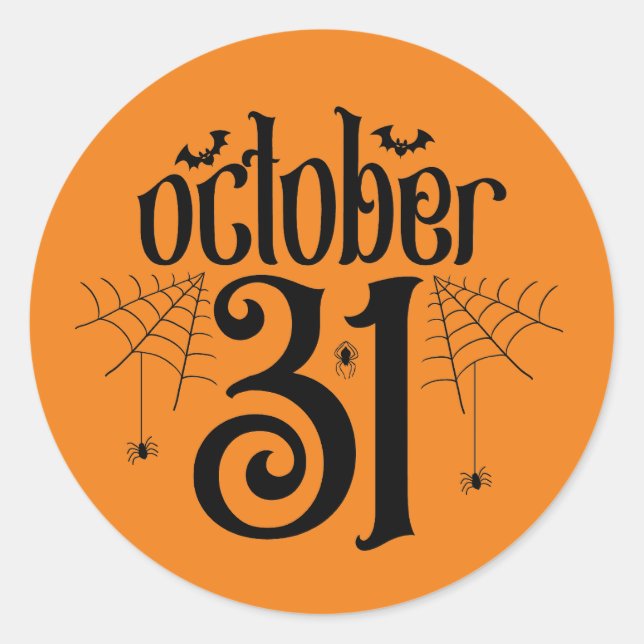 Cool Halloween date Holiday Classic  Round Sticker (Front)