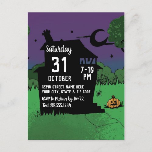 Cool Halloween Haunted House Pumpkin Costume Party Postcard