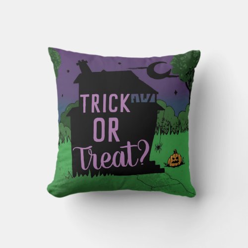 Cool Halloween Haunted House Pumpkin Costume Party Throw Pillow