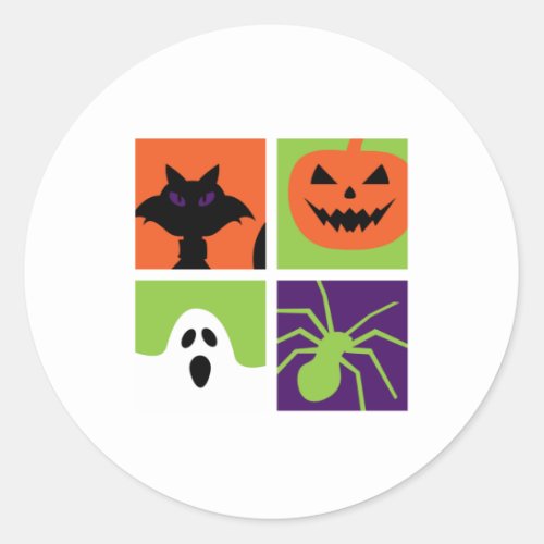 Cool Halloween Pop Art Pumpkin Black Cat Ghost Classic Round Sticker