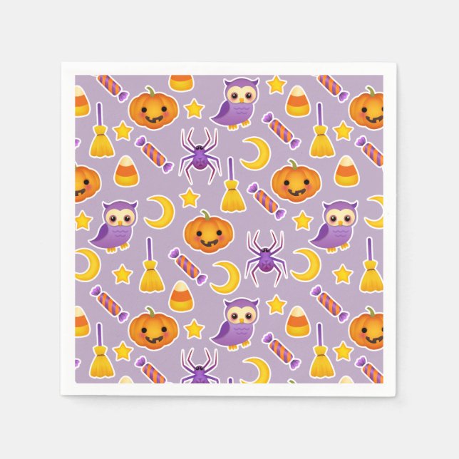 Cool Halloween Purple Pattern Design Paper Napkins (Front)