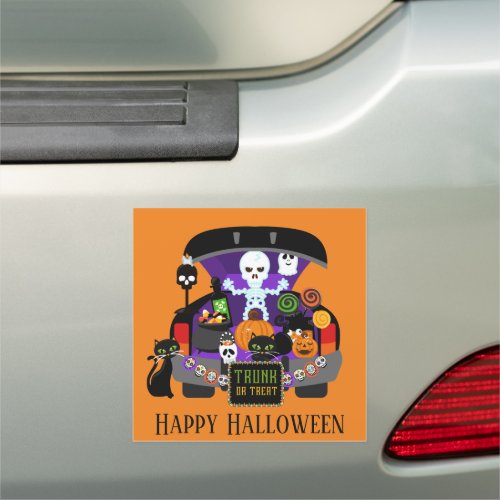 cool Halloween trunk treat word art Car Magnet 