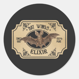 Cool Halloween witch bat wings Elixir Classic Round Sticker