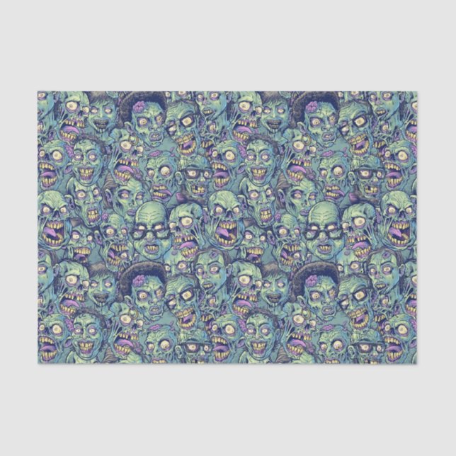 cool Halloween zombie tiled pattern Tissue Paper (Front)