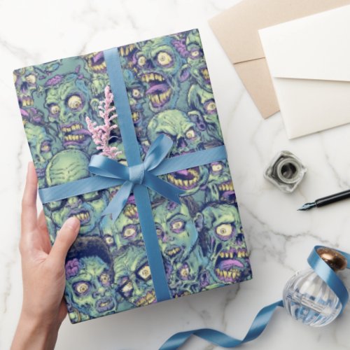 cool Halloween zombie tiled pattern  Wrapping Paper