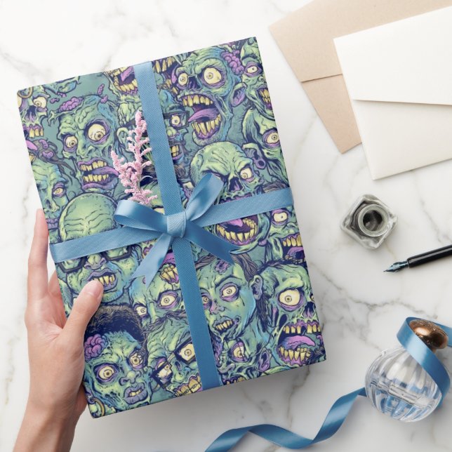 cool Halloween zombie tiled pattern  Wrapping Paper (Gifting)