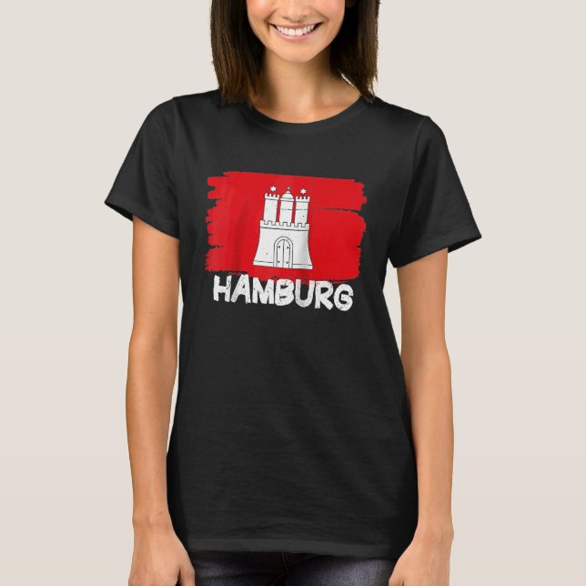 Cool Hamburg Flag Raglan Baseball T-Shirt (Front)