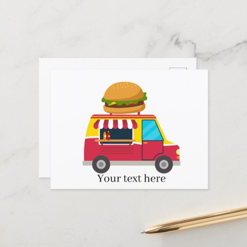cool hamburger vendors food truck add text postcard