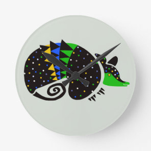 Cool hand drawn ARMADILLO -Wildlife  - Nature Round Clock