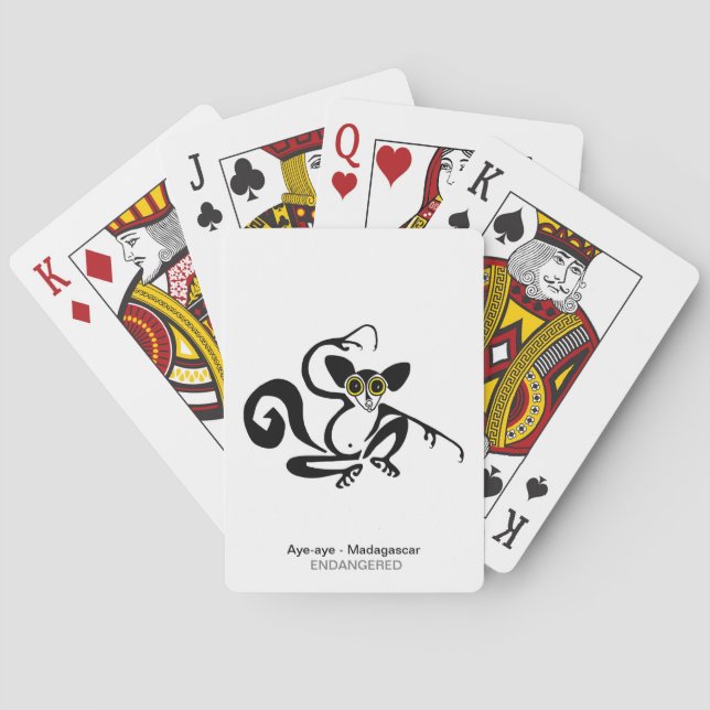 Cool hand drawn AYE-AYE - Conservation -Wildlife Poker Cards (Back)