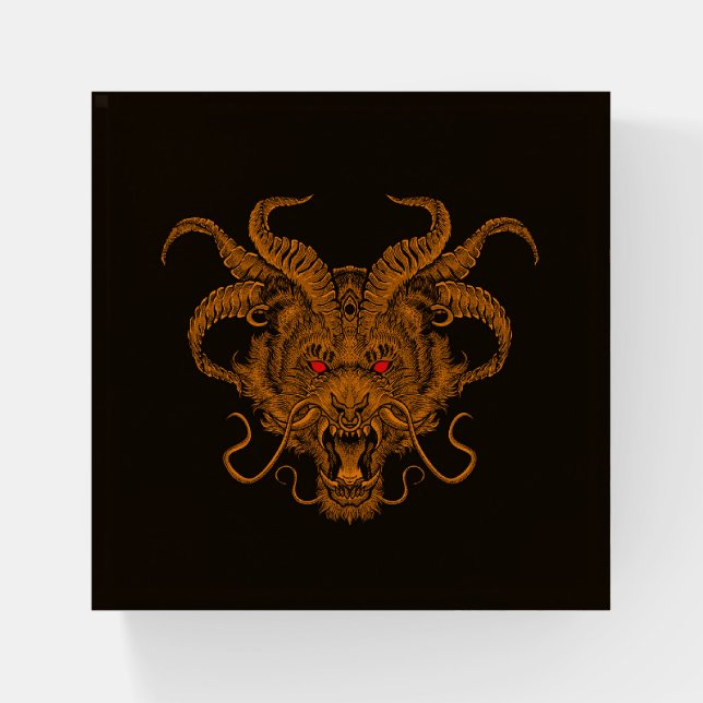 Cool Hand Drawn Dragon Head Illustration Paperweight (Front)