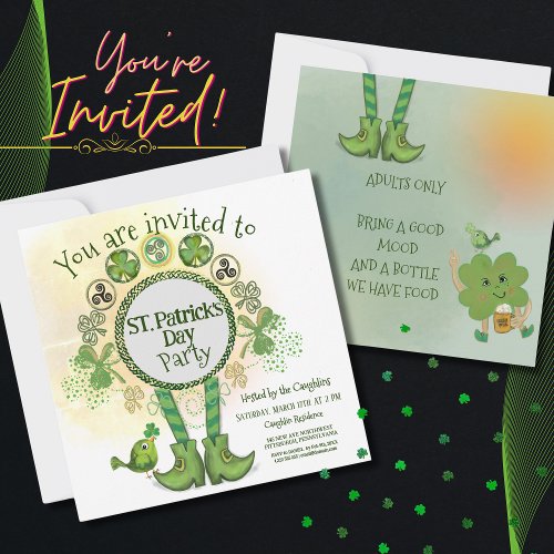 Cool Hand Drawn St. Patrick Day Party Invitation