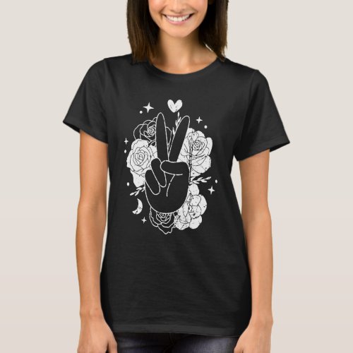 Cool Hand Peace Sign Flower Love Kindness Freedom  T_Shirt