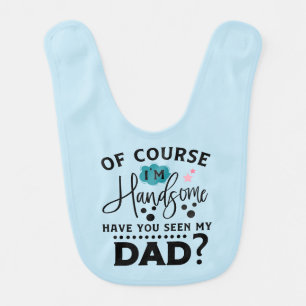 Cool handsome boys Dad word art baby bib