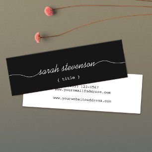 Cool Handwritten Script Simple Black Mini Business Card