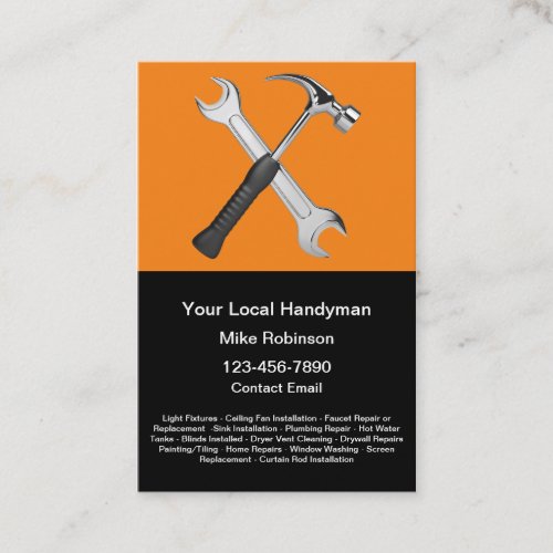 Cool Handyman Construction Contractor Business Card