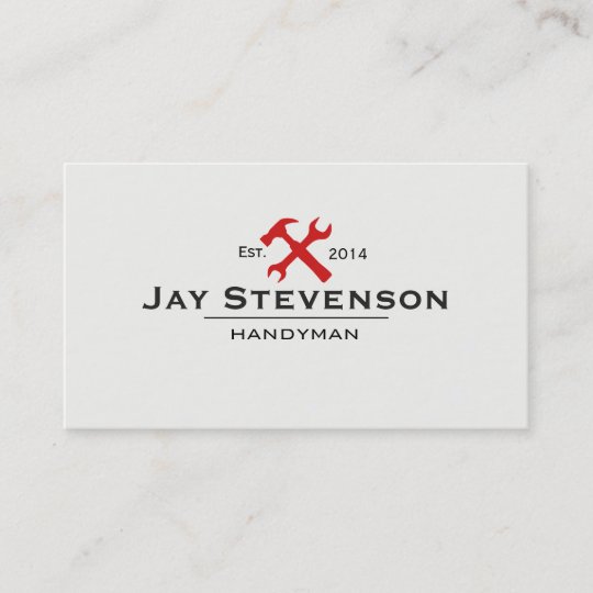Cool Handyman Home Repair Hammer And Wrench Logo Business Card