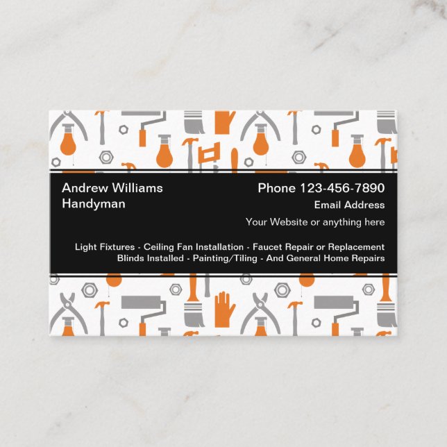 Cool Handyman Unique Business Cards (Front)