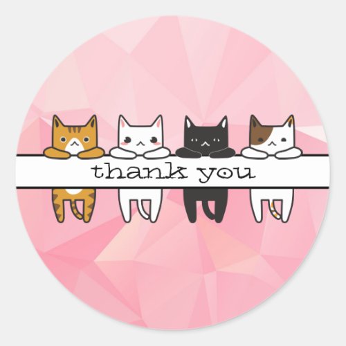 Cool hanging cats any occasion thank you classic round sticker