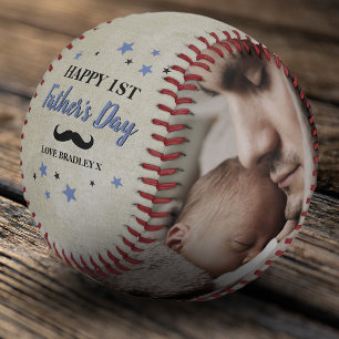 Cool Happy 1st Father's Day Dad Photo Collage Baseball