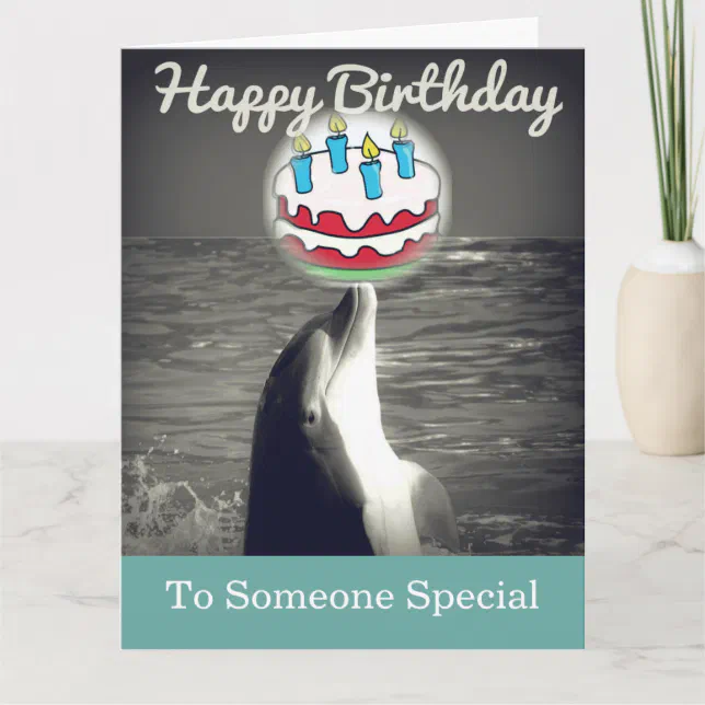 Cool Happy Birthday Dolphin Art Card | Zazzle