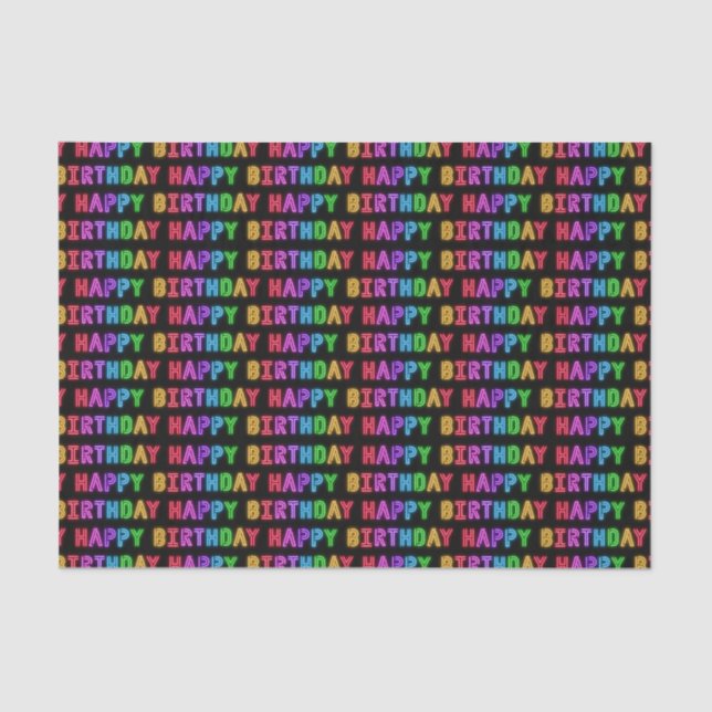 Cool Happy Birthday word art pattern Tissue Paper (Front)