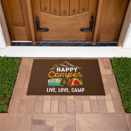 cool happy camper live love laugh word art doormat