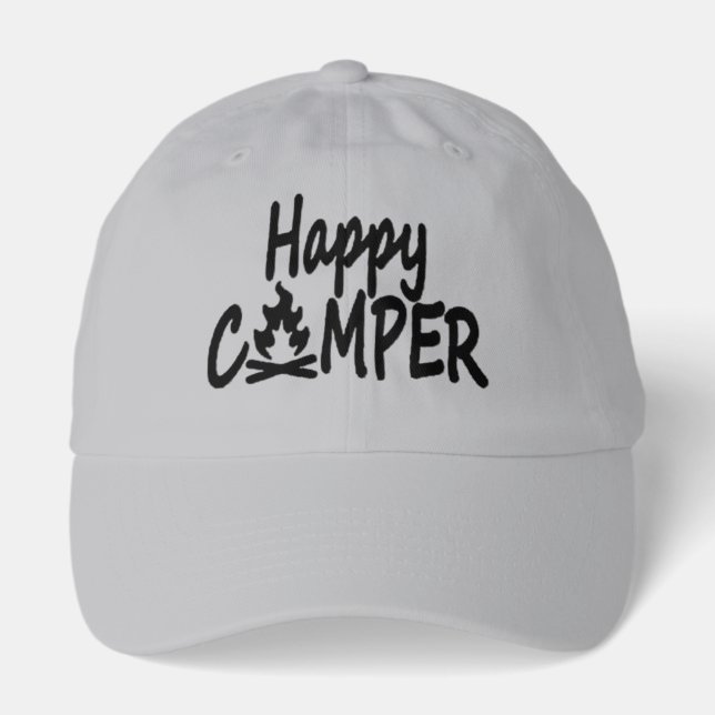 Cool happy camper word art hat (Front)