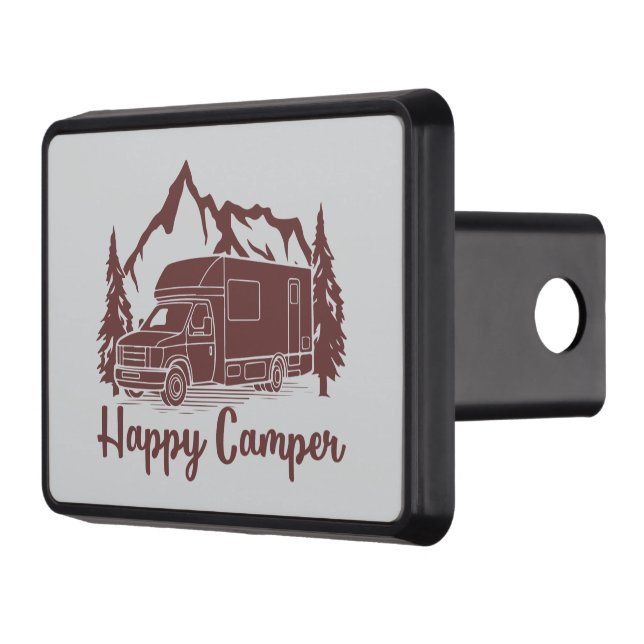 Cool Happy Camper word art Hitch Cover (Left)