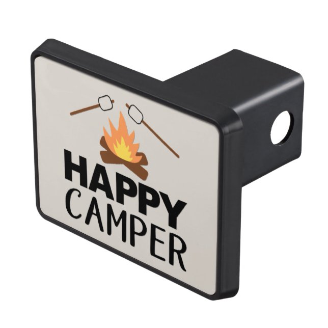 Cool Happy Camper word art Hitch Cover (Top Right)