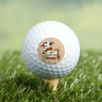 Cool Happy Father's Day Cow Golf Balls by DoodlesHolidayGifts at Zazzle