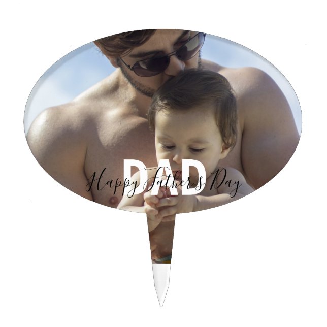 Cool Happy Father's Day Photo Cake Topper (Front)