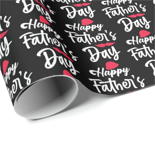 cool Happy Father's Day word art tiled Wrapping Paper (Roll Corner)