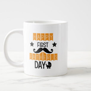 Cool Happy first Father's Day word art Giant Coffee Mug