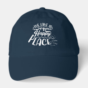 cool happy place lake word art hat