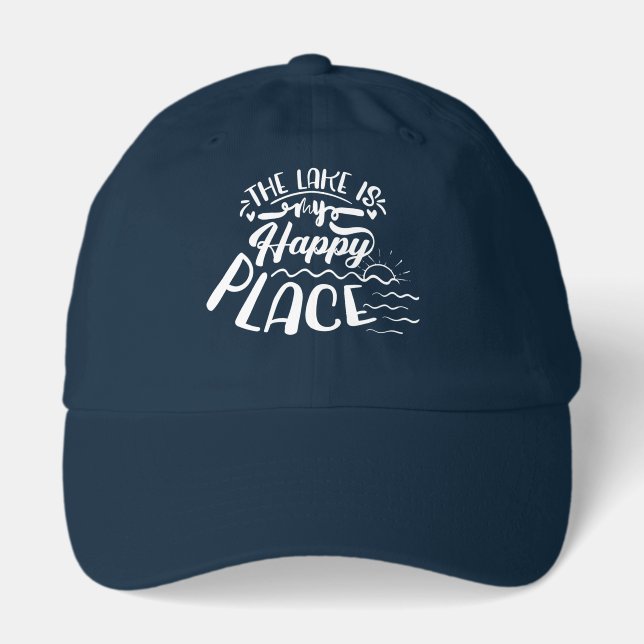 cool happy place lake word art  hat (Front)