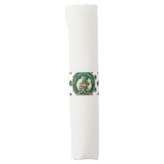 Cool happy Saint Patrick's Day Leprechaun  Napkin Bands (Front)