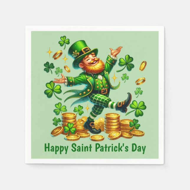 Cool Happy Saint Patrick's Day Leprechaun  Napkins (Front)