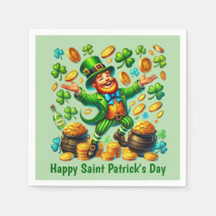 Cool Happy Saint Patrick's Day Leprechaun  Napkins
