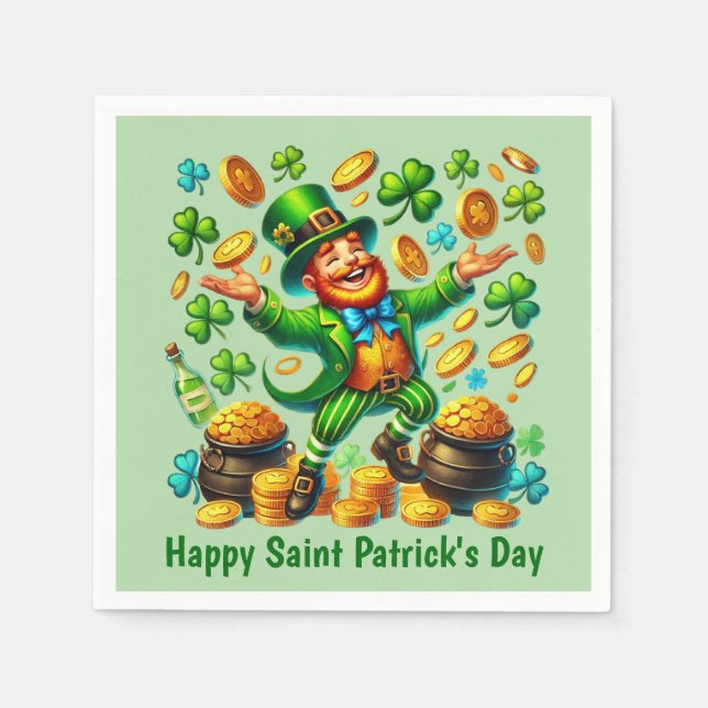 Cool Happy Saint Patrick's Day Leprechaun  Napkins (Front)
