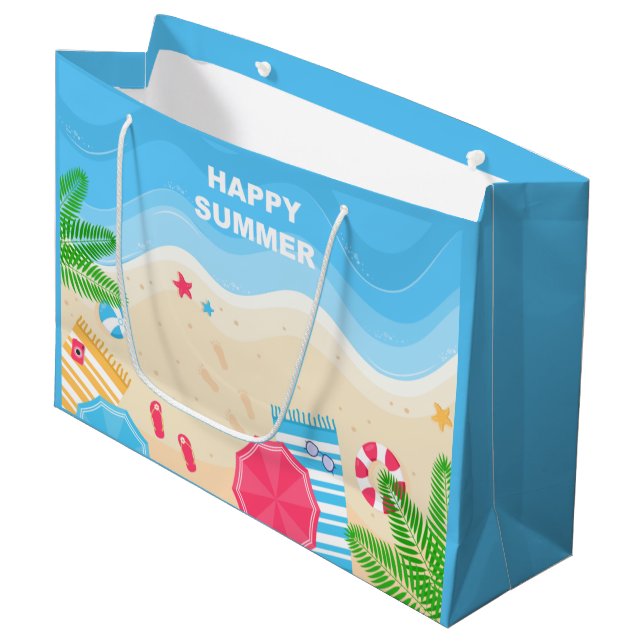 cool Happy Summer beach party  Large Gift Bag (Front Angled)