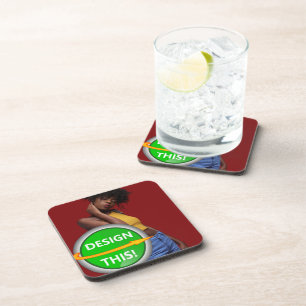 COOL! Hard Plastic coasters - Cork back - set of 6