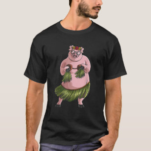 Cool Hawaiian Luau Pig Funny Boar Lover Hula Danci T-Shirt