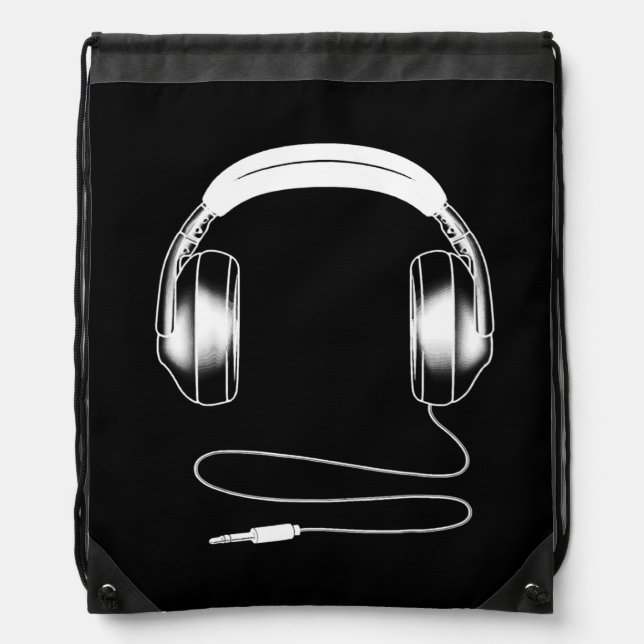 Cool Headphones Design For Men Women DJ Music Drawstring Bag (Front)