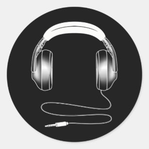 Cool Headphones DJ Music Artist Lover Classic Round Sticker