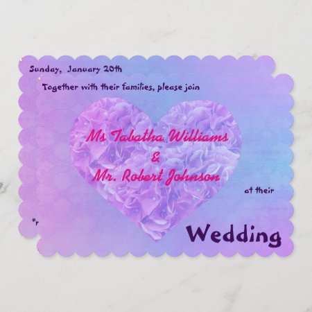 Cool Heart Design Purple Blue Wedding Invitation