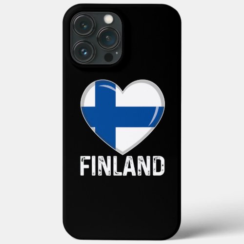 Cool Heart Finland Flag Men Women Kid Patriotic  iPhone 13 Pro Max Case